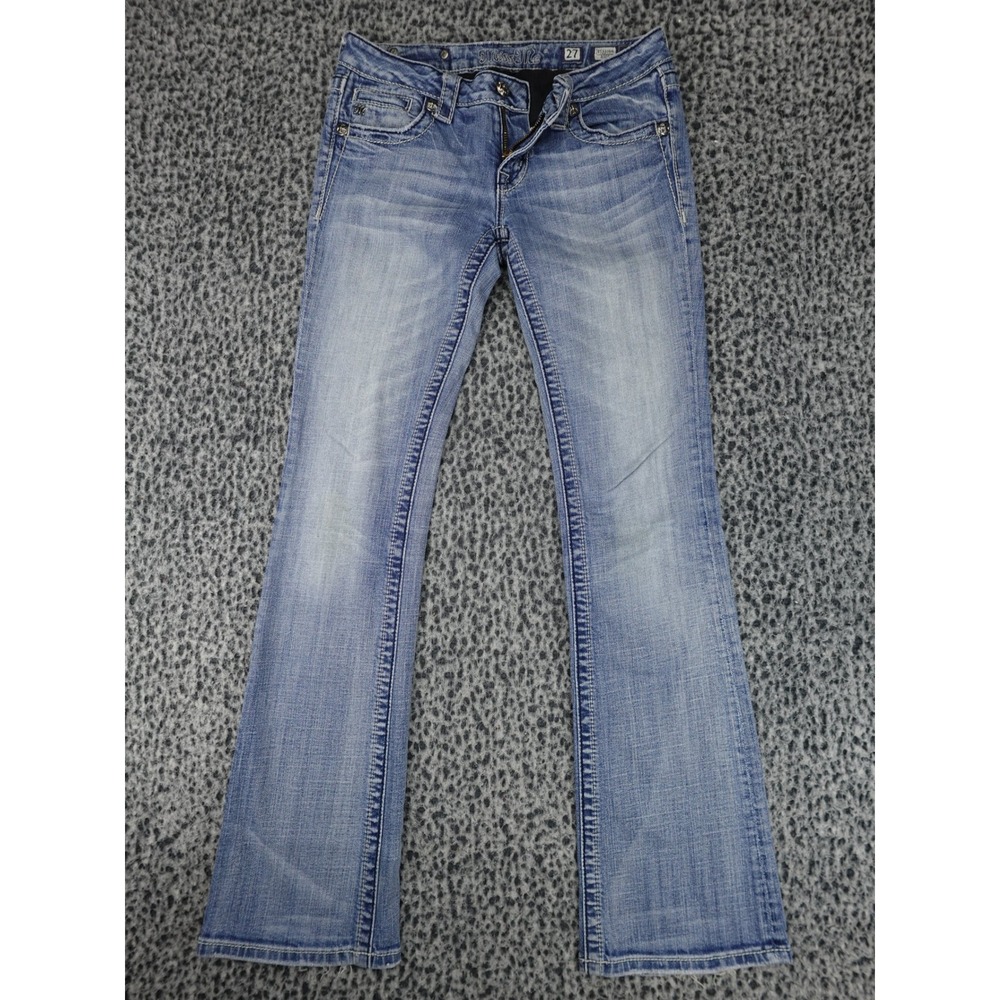 Miss Me Bootcut Jeans Womens 27 Light Wash Embellished Wing Pocket JE5330B4L